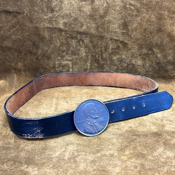 Vintage Large Leather Penny Belt - Picture 4 of 6